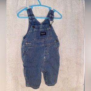Oshkosh striped denim overalls, 3 to 6 months